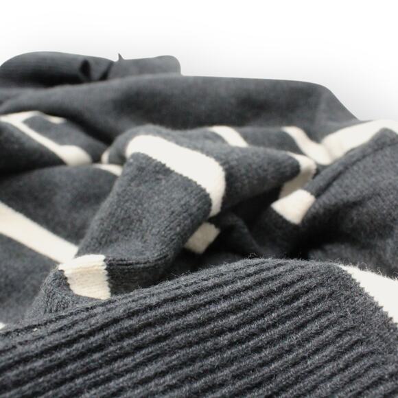 XL BananaRepublic Turtleneck Sweater Stripe Charcoal Heather Soft - Picture 12 of 16